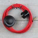 Textilkabel Anschlussleitung 2-5m rot mit Fuschalter und...