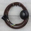Textilkabel Anschlussleitung 2-5m braun mit Fuschalter...