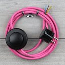 Textilkabel Anschlussleitung 2-5m pink mit Fuschalter...