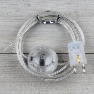 Lampen Anschlussleitung transparent 2-5m mit Fuschalter und Schutzkontakt-Stecker