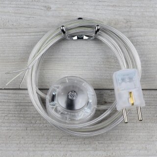 PVC-Anschlussleitung Transparent 3-adrig – mit Fußschalter & Schutzkontakt-Stecker