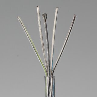 FEP/PVC-Lampenkabel transparent 5-adrig 5x1,5 mm &ndash; Rundkabel, feindrhtig - Meterware
