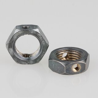 M10x1 Sechskantmutter &ndash; 14x5 mm, Metall verzinkt, mit 2x M3 Arretiergewinde