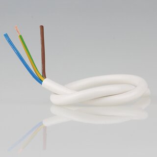 PVC-Lampenkabel wei 3-adrig 3x1,0 mm H05VV-F &ndash; Rundkabel - Meterware