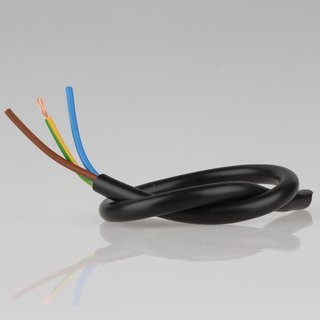 PVC Lampenkabel Rundkabel schwarz 3-adrig, 3x1,0mm H05 VV-F