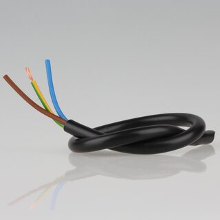 PVC-Lampenkabel schwarz 3-adrig 3x1,0 mm H05VV-F &ndash; Rundkabel - Meterware