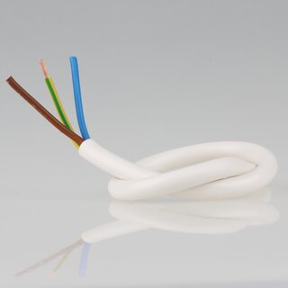 PVC-Lampenkabel wei 3-adrig 3x1,5 mm H05VV-F &ndash; Rundkabel - Meterware