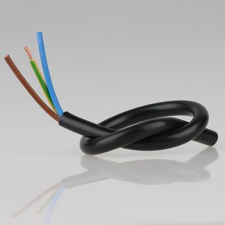 PVC Lampenkabel Rundkabel schwarz 3-adrig, 3x1,5mm H05 VV-F