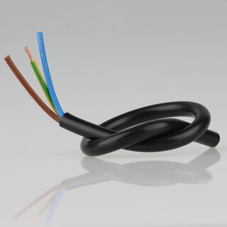 PVC-Lampenkabel schwarz 3-adrig 3x1,5 mm H05VV-F &ndash; Rundkabel - Meterware