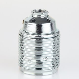 E27 Premium Metall-Lampenfassung verchromt mit Auengewinde und Keramikkern M10x1 IG 250V/4A
