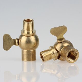 Lampen Flgelgelenk 19x38 mm, Messing roh, M10x1 Innengewinde auf M10x1 Auengewinde