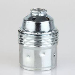 E27 Premium Metall-Lampenfassung verchromt ohne Auengewinde mit Keramikkern M10x1 IG 250V/4A
