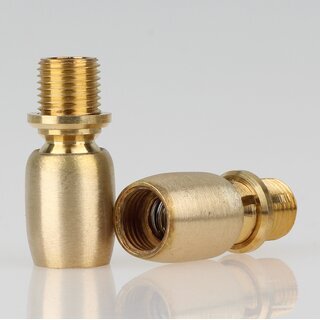 Lampen Kugelgelenk 14x32 mm, Messing roh, M10x1 Innengewinde auf M10x1 Auengewinde