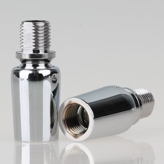 Lampen Kugelgelenk 16x37 mm, verchromt, M10x1 Innengewinde auf M10x1 Auengewinde mit Stopp