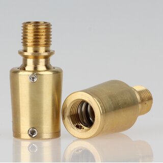 Lampen Kugelgelenk 17x36 mm, Messing roh, M10x1 Innengewinde auf M10x1 Auengewinde