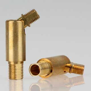 Lampen Dreh-Kippgelenk 13x49 mm, Messing roh, M10x1 Auengewinde auf M8x1 Auengewinde