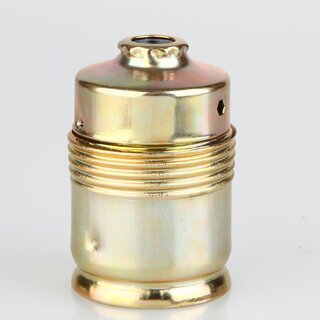 E27 Metall-Lampenfassung vermessingt ohne Auengewinde mit Kunststoff-Innenkern M10x1 IG 250V/4A