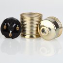 E27 Metall-Lampenfassung vermessingt mit Außengewinde und Kunststoff-Innenkern M10x1 IG 250V/4A