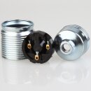 E27 Metall-Lampenfassung verchromt mit Außengewinde und Kunststoff-Innenkern M10x1 IG 250V/4A