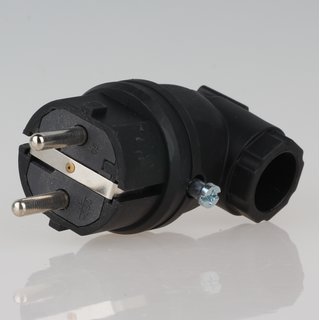 PCE Gummi Schutzkontakt-Winkelstecker schwarz mit Polyamideinsatz Taurus IP44