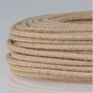 Textilkabel Stoffkabel Hanf Jute beige 3-adrig 3x0,75 Schlauchleitung 3G 0,75 H03VV-F