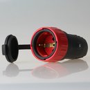 N&L Schutzkontakt Gummi-Kupplung schwarz/rot mit Deckel...