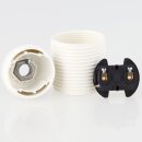 E27 Kunststoff Lampenfassung weiß mit Außengewinde und M10x1 Innengewinde