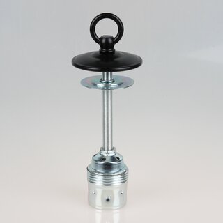 E27 Fassung Metall verchromt &ndash; Umbau-Set schwarz fr alte Fabriklampen