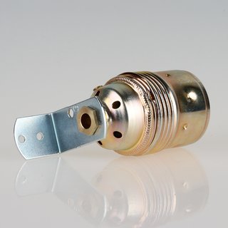 E27 Premium Metall-Fassung vermessingt mit Winkel und 6-kant Trompetennippel