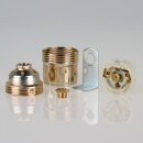 E27 Premium Metall-Lampenfassung, vermessingt – mit Winkel und Trompetennippel