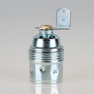 E27 Premium Metall-Fassung verchromt mit Winkel und 6-kant Trompetennippel
