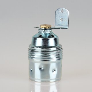 E27 Premium Metall-Lampenfassung, verchromt &ndash; mit Winkel und Trompetennippel