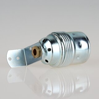 E27 Premium Metall-Lampenfassung, verchromt &ndash; mit Winkel und Trompetennippel