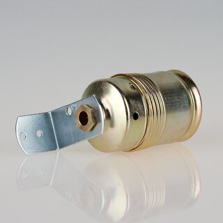 E27 Metall-Lampenfassung, vermessingt &ndash; mit Winkel und Trompetennippel
