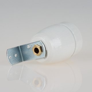 E27 Premium Porzellan-Fassung mit Winkel und 6-kant Trompetennippel