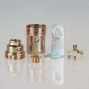 E14 Premium Metall-Lampenfassung vermessingt mit Winkel und Trompetennippel