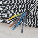 Textilkabel Stoffkabel schwarz-weiß zick-zack...