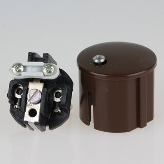 Schutzkontakt-Stecker Winkelstecker braun &ndash; 250V/16A &ndash; mit Schraubkontakten und Zugentlastung