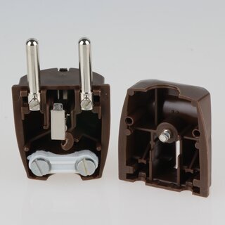 Schutzkontakt-Stecker braun &ndash; 250V/16A &ndash; mit Schraubkontakten und Zugentlastung