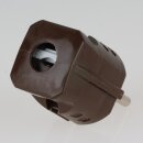 Schutzkontakt-Stecker braun – 250V/16A – mit Schraubkontakten und Zugentlastung