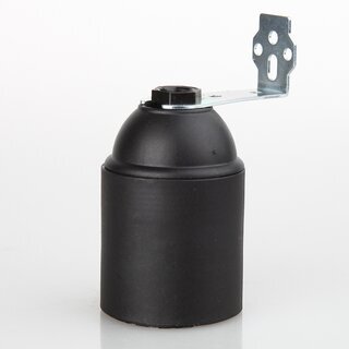 E27 Kunststoff-Lampenfassung ohne Auengewinde schwarz mit Metall Winkel 250V/4A