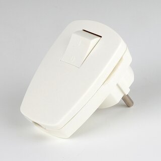 Schutzkontakt-Winkelstecker mit Wippschalter &ndash; 250V/16A &ndash; reinwei, Thermoplast, Kopp