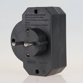 Schuko Stecker Adapter mit Schalter Steckdose Zwischensteckdose  Adapterstecker für den Außenbereich in schwarz-grün