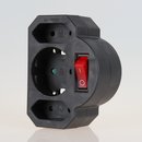 Steckdosen-Adapter schwarz mit Schalter 16A/250V 2 x...