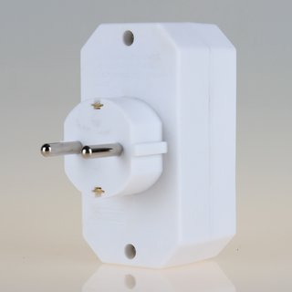 Steckdosen-Adapter wei 16A/250V 2 x Eurosteckdose 1 x Schutzkontakt-Steckdose