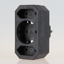 3-fach Steckdosenadapter schwarz &ndash; 2x Eurosteckdose...