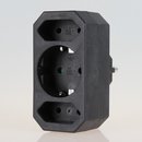 Steckdosen-Adapter schwarz 16A/250V 2 x Eurosteckdose 1 x...