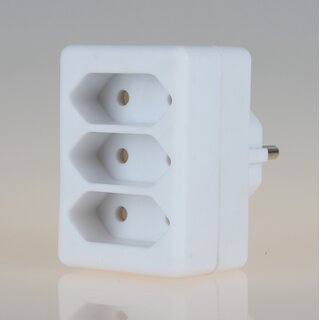 3-fach Steckdosenadapter wei &ndash; 3x Eurosteckdose, 2,5A/250V
