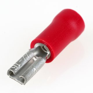 100 x Flachsteckhlse rot 0,5x2,8 halbisoliert fr Leitungsquerschnitt 0,5-1,5mm