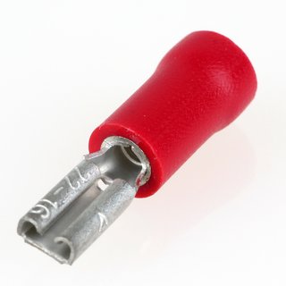 100 x Flachsteckhlse rot 0,8x2,8 halbisoliert fr Leitungsquerschnitt 0,5-1,5mm